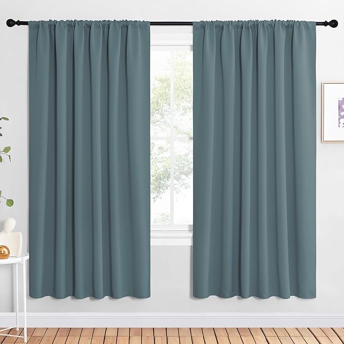NICETOWN 2 Panels Blackout Curtains, Rod Pocket Window Curtains Room Darkning