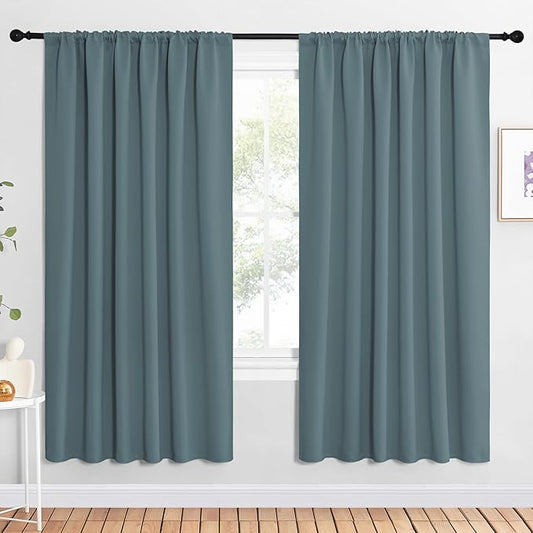 NICETOWN 2 Panels Blackout Curtains, Rod Pocket Window Curtains Room Darkning