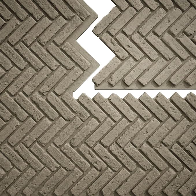 EverStone Herringbone Faux Brick Panel, 46 1/2"W x 25 1/4"H x 1"D, Vintage