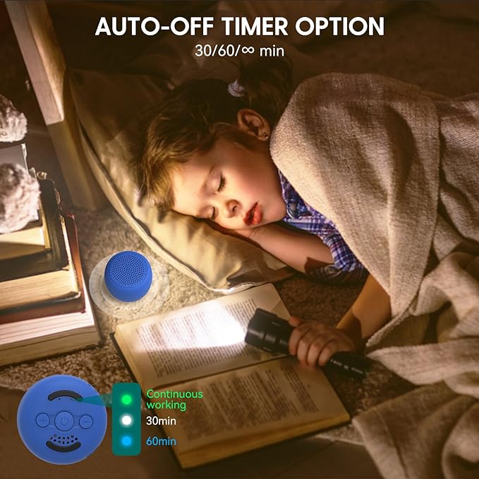 Babelio White Noise Sound Machine for Adults Kids Baby, Mini, 15 Non-looping Sounds, Timer, Memory Function, Easy to Pocket and Travel Navy