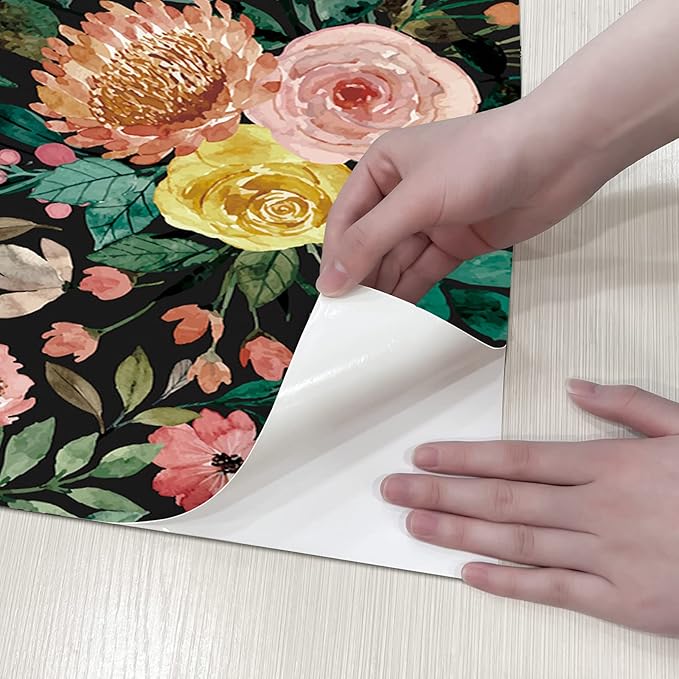 JiffDiff Floral Pattern Self-Adhesive Contact Paper, Oil and Water Resistant