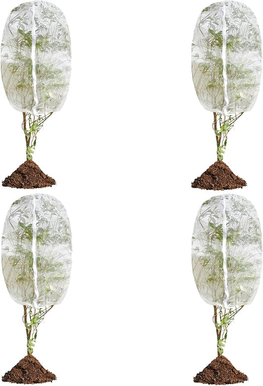 4 Pack Fruit Tree Netting Covers with Zipper & Drawstring – 5.9x5.9FT Ultra-Fine Mesh Garden Netting – Insect & Bird Barrier for Tree, Plant & Crop Protection