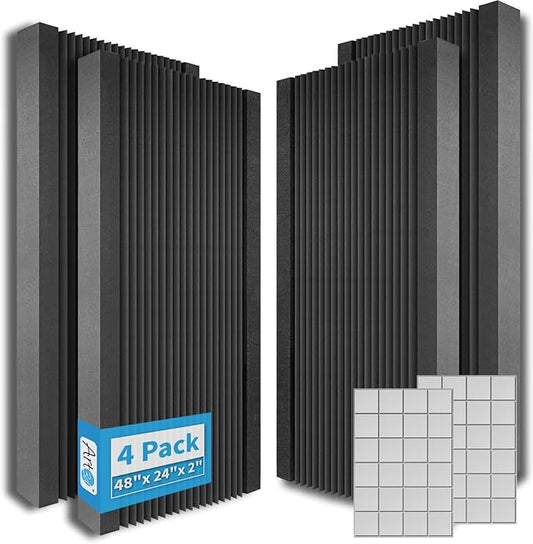 Art3d 4-Pack Wedge Design Acoustic Foam Panels, Quick-Recovery Noise Dampening