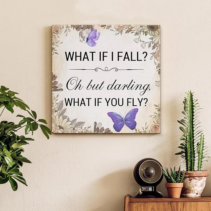 Inspirational Purple Butterfly Wall Art Decor, What If You Fly Motivational