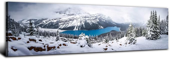 Snow Mountain Canvas Wall Art White Clouds Misty Forest Landscape Prints