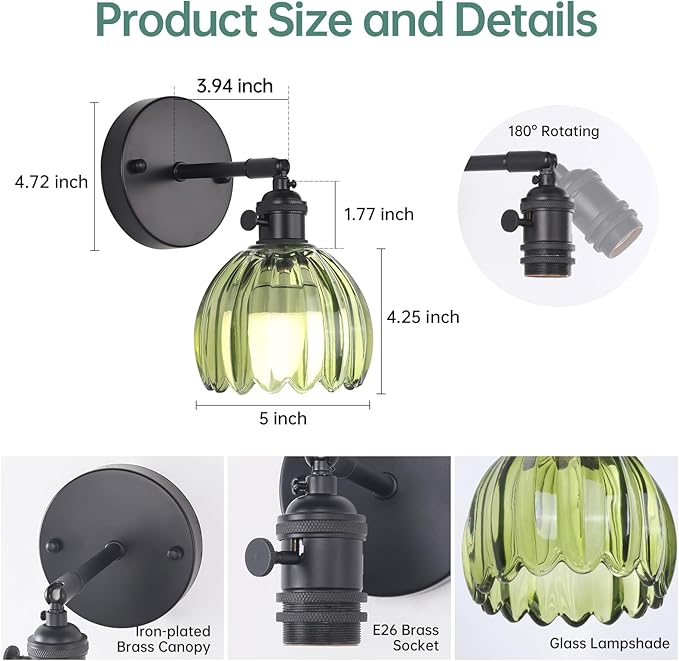 Shenmoyl Vintage Battery Operated Wall Sconce