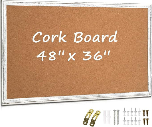 Large Cork Board, Big Bulletin Board White Framed Corkboard