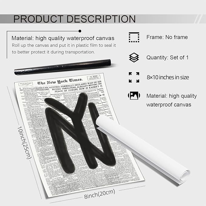 noxozoqm Black and White Newspaper Wall Art Vintage New York City Poster Trendy