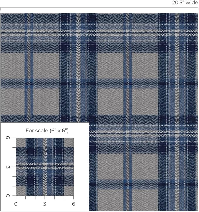 NextWall Harry & Grace Herringbone Plaid Premium Matte Non-Woven Peel and Stick