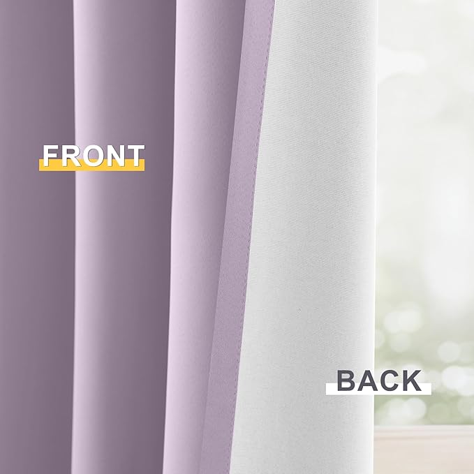 Yakamok 100% Blackout Curtain Panels 72 inches Cold and Light Blocking Drapes