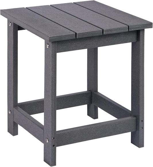 LZRS Adirondack Outdoor Side Table â Durable Weather-Resistant HDPE Patio End Table for Porch, Deck, Pool, Garden,Sturdy and Easy Assembly, Grey