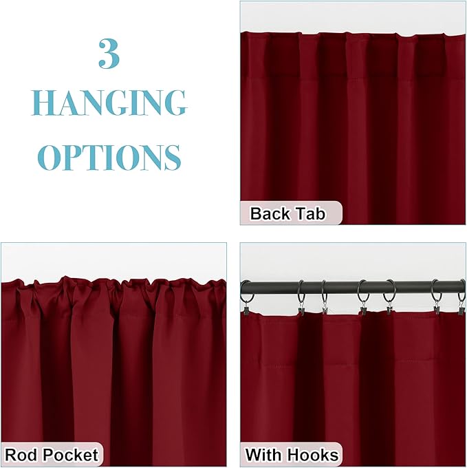 RYB HOME Living Room Curtains 36 inch Length, Darkening Energy Efficient Window