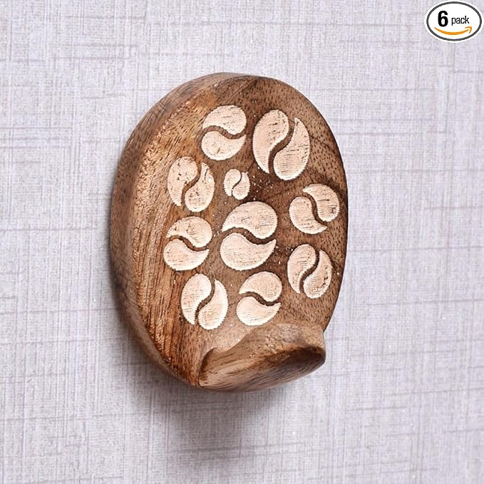 Indian Shelf 6 Lb- 6 Pieces Decorative Wood Adhesive Wall Hooks–Boho Peel and
