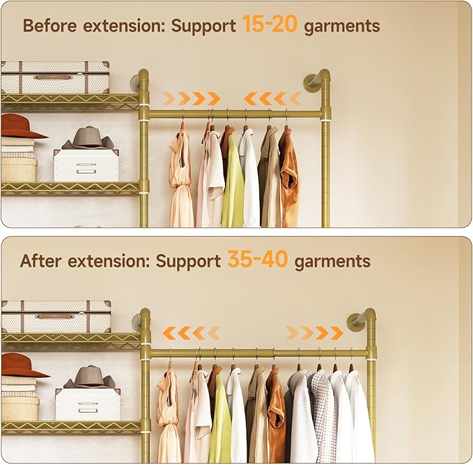 ONBRILL L7 Wall Mounted Industrial Pipe Clothing Rack – Heavy Duty Modular