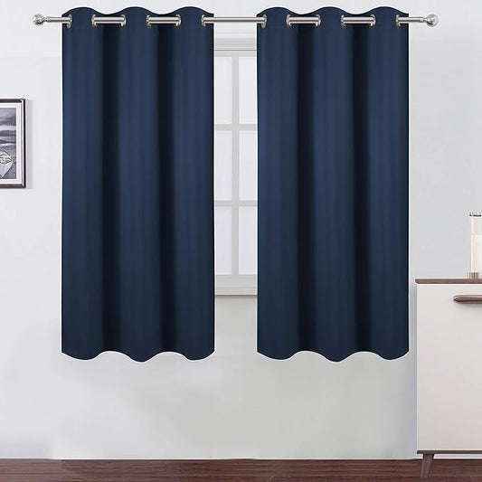 LEMOMO Navy Blue Thermal Blackout Curtains/38 x 63 Inch/Set of 2 Panels Room