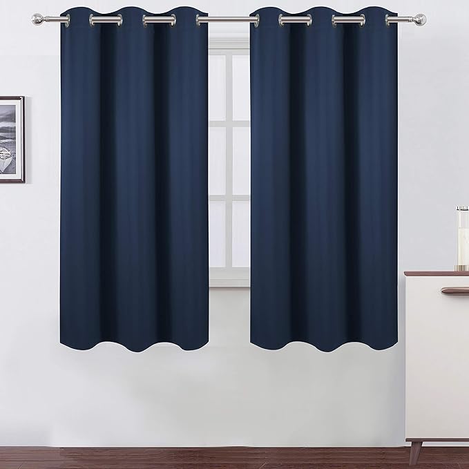 LEMOMO Navy Blue Blackout Curtains 40 x 63 Inch Length/Set of 2 Curtain
