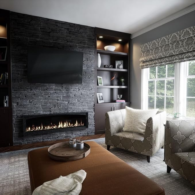 EverStone Cascade Faux Stone Panel, 48 5/8"W x 24 3/4"H x 1 1/4"D, Graphite