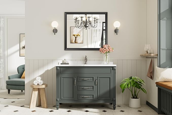 Briivue 36x32 Inch Black Bathroom Mirror