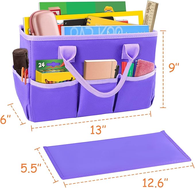 ZKOO Art Organizer Desktop Craft Storage Tote Bag for Crafts, Sewing, Paper, Art, Canvas, Supplies Storage Organization with Handles for Travel or Daily Use (Purple, Small)