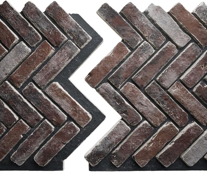 EverStone Herringbone Faux Brick Panel, 46 1/2"W x 25 1/4"H x 1"D, Moon Rock