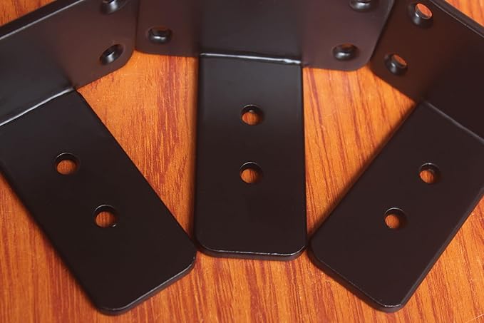 8 Pack - 4 inch Black Hidden L Shelf Bracket Iron Floating Shelf Brackets