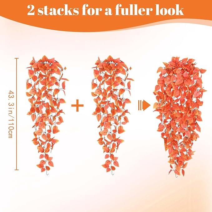 BLEUM CADE Fake Hanging Plants, Faux Orange Vines Hanging Plant