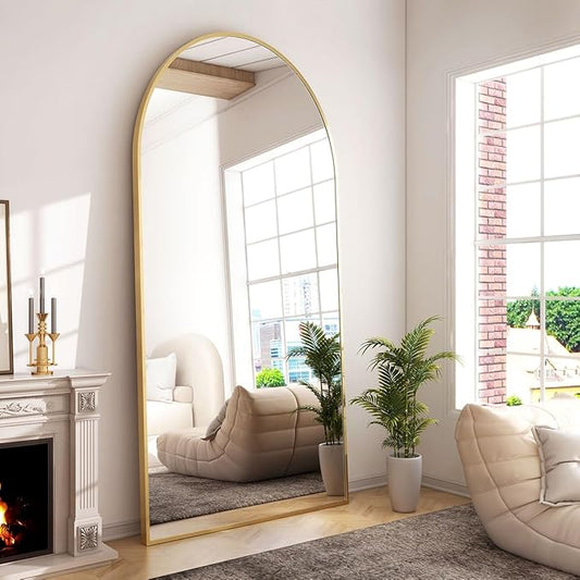 GLSLAND-34x76 inch Wall Mount Arched Full Length Mirror-Aluminum Alloy Frame