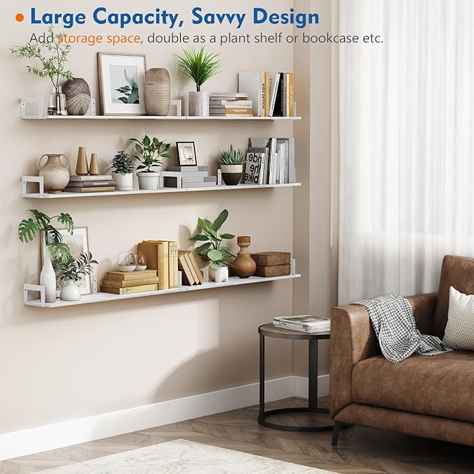 Harwaya White Floating Book Shelves