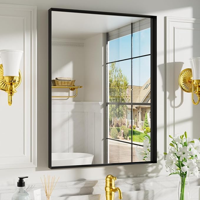 22x30 Inch Bathroom Mirror for Over Sink, Rectangular Black Mirror, Mirrors for