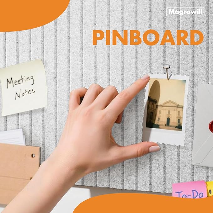 Cork Board Tiles for Wall with Push Pins, Removable 36" x 24" Slat Bulletin