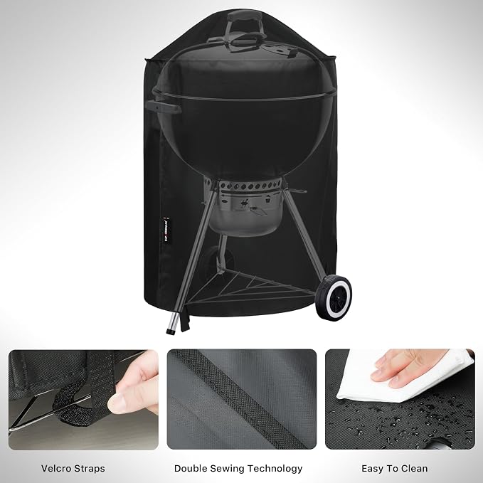 Suphomeware 22 Inch Grill Cover for Weber Kettle Charcoal, Waterproof and Heavy Duty BBQ Covers with Fade Resistant