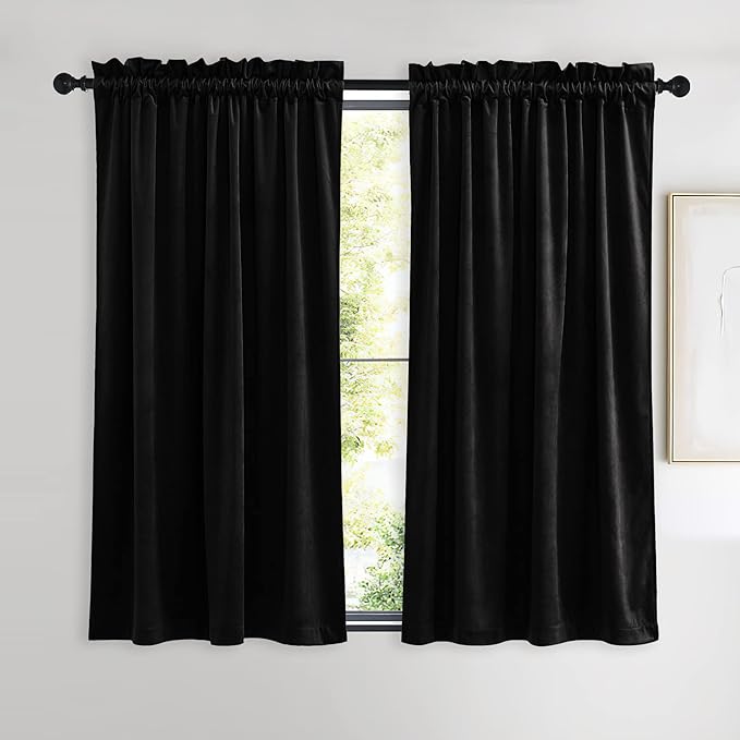NICETOWN Black Out Velvet Curtains 54 inches Long