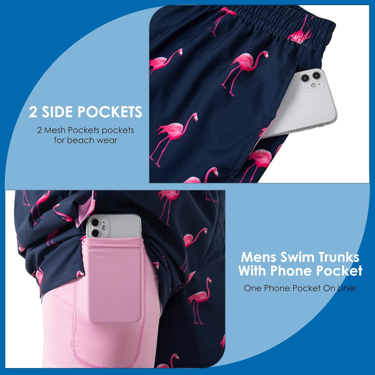 XOMZG Men's Swim Trunks - Quick-Dry Mesh Lining with Pockets | Stylish Hawaiian Design