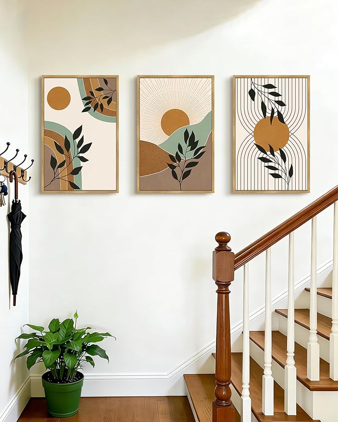 PHOPAGO Boho Wall Art Sage Plant Botanical Framed Wall Printing Large 16x24in
