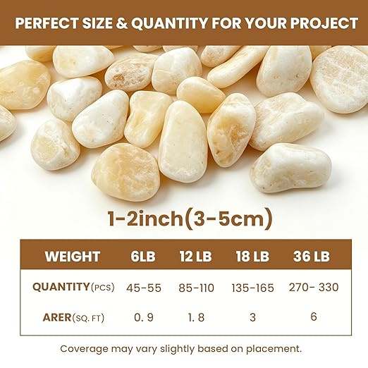 6 lbs Natural River Rocks, 1-2 inch Decorative Pebbles for Indoor Plants, Fish Tank, Vase Filler, Aquarium, and Outdoor Garden Landscaping Rocks