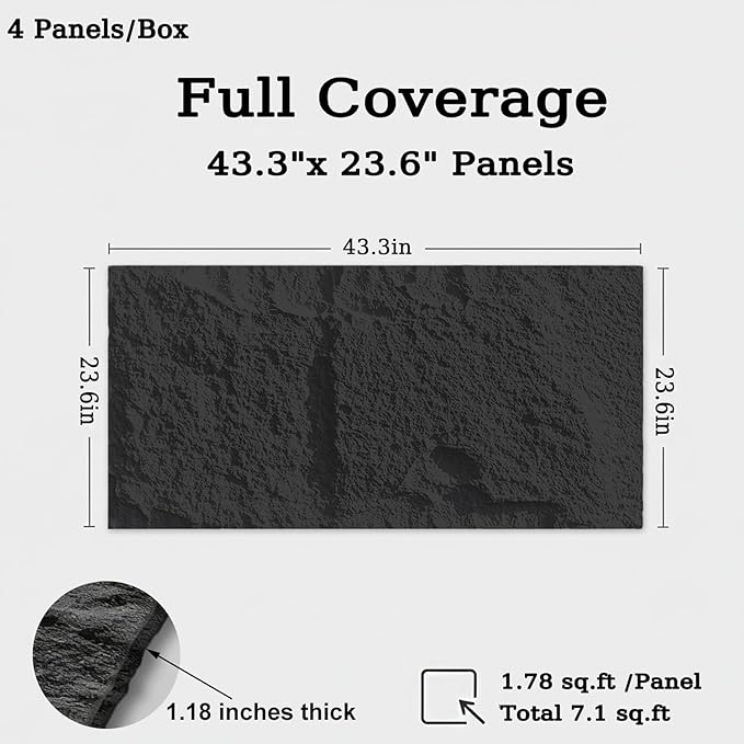 3D Faux Stone Wall Panels, Cement Texture Thicker Accent