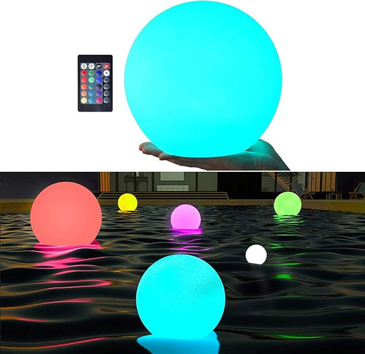 LOFTEK LED Night Light Ball, 8-inch Dimmable Globe Light with Remoteï¼1Pï¼+6-inch LED Portable Dimmable Floating Pool Lights Ball, Cordless with Remote, 16 RGB Colors & 4 Modes (1 P)