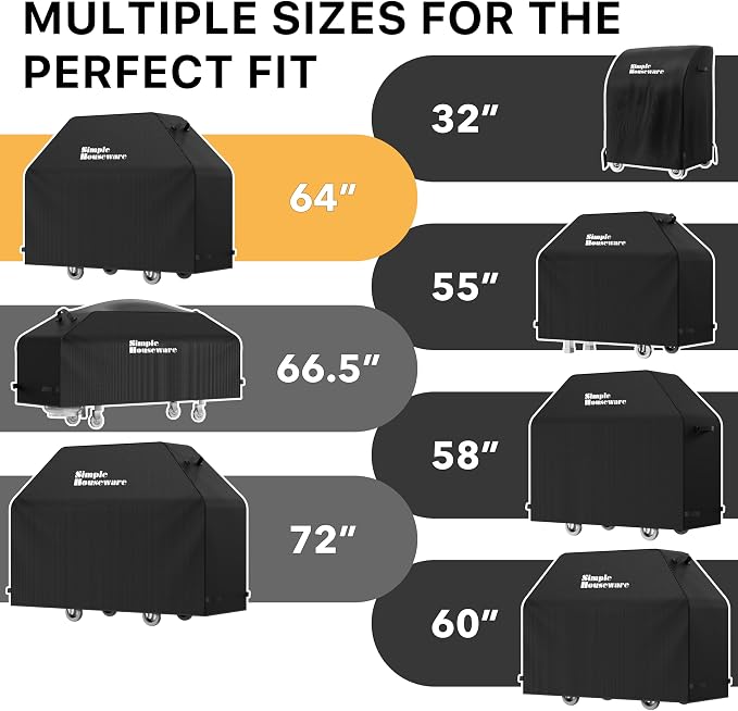 Simple Houseware 64 in. Heavy-Duty BBQ Gas Grill Cover, 600D Polyester Waterproof, Weather-Resistant