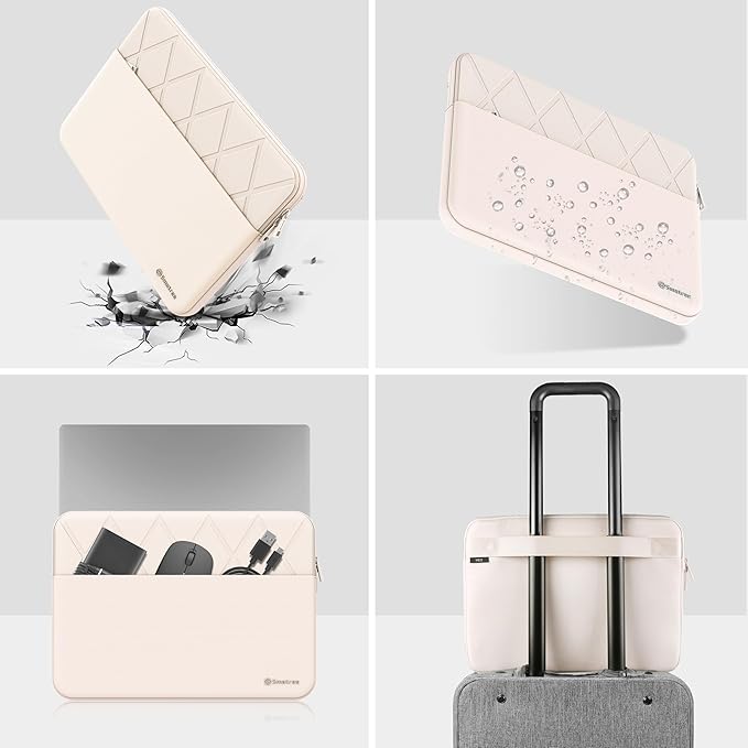 Smatree Laptop Sleeve for 15.6 inch MSI Thin GF63/GV15 Thin/GF65 THIN/GF63 Thin/Cyborg 15, MSI Laptop Case with Accessory Pocket, YKK Zipper, Patented Super Corner Design, White (E613W)