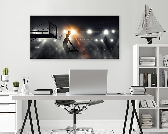Muolunna BK06675 Basketball Sports Canvas Wall Art Picture 1 Panel Sports Painting Art Prints For Living Room Boys Room Office Wall Decor Artwork