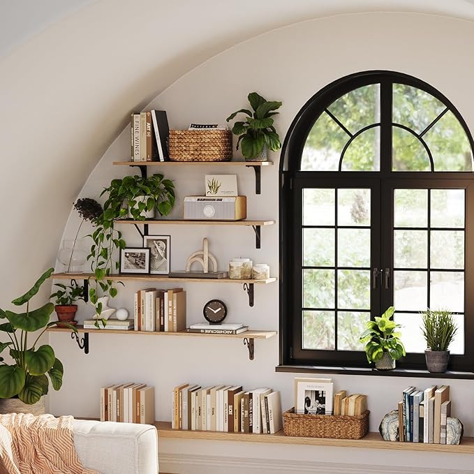 DINZI LVJ Long Wall Shelves, 31.5 Inch Wall Mounted Shelves Set of 2,