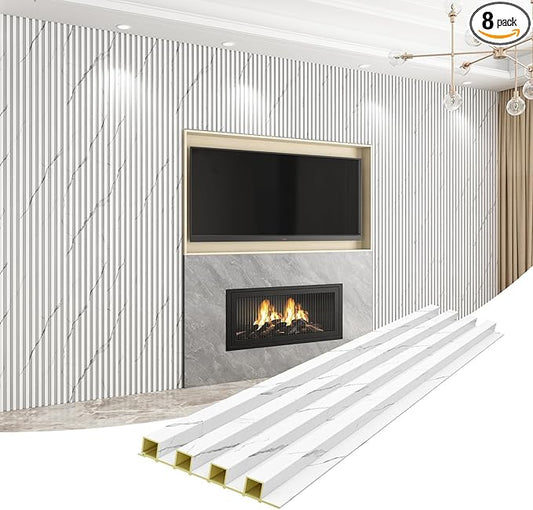 8-Pack WPC Wall Panels 108ââ x 6.1ââ 3D Slat Wall Panel Acoustic Wall Paneling