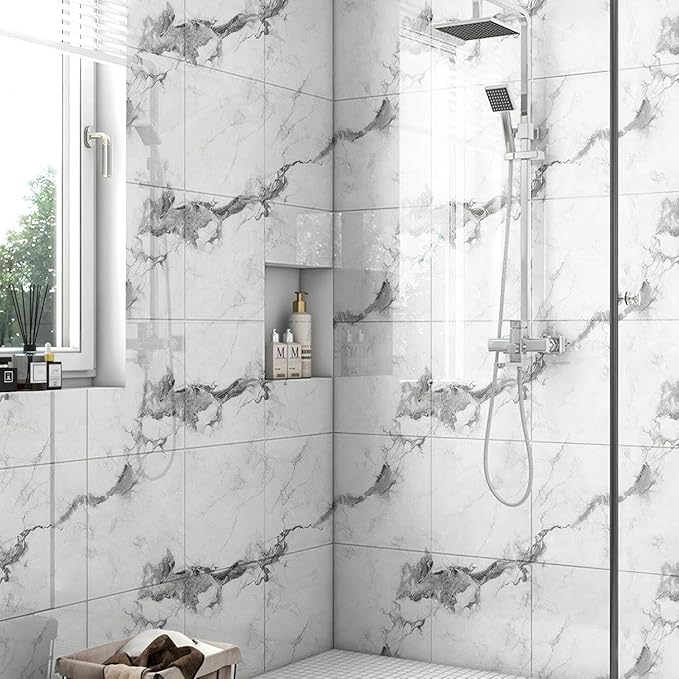 Chejiaye 22pcs Marble Peel and Stick Backsplash Waterproof Washroom Wall Panels