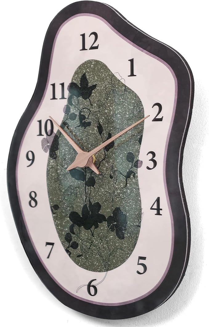 Mid Century Retro Irregular Shape Wall Clock, Silent Non-Ticking Battery