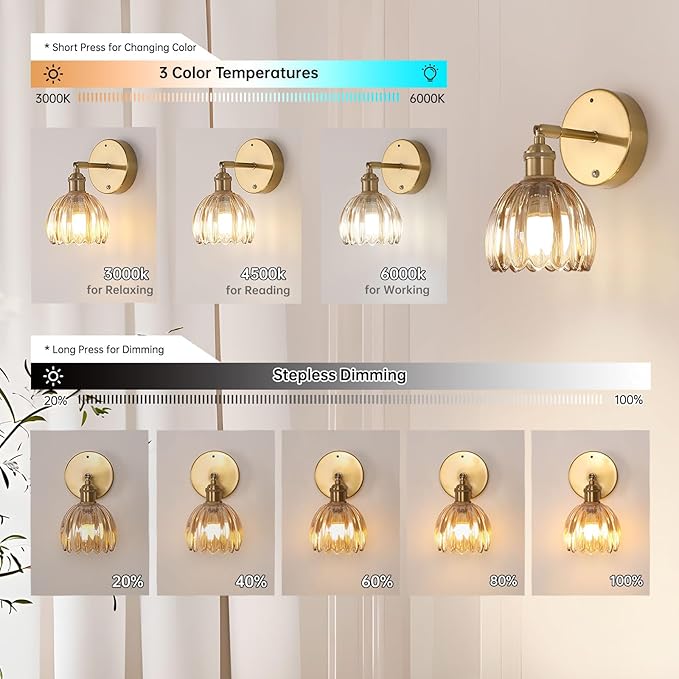 Shenmoyl Battery Operated Vintage Wall Sconces