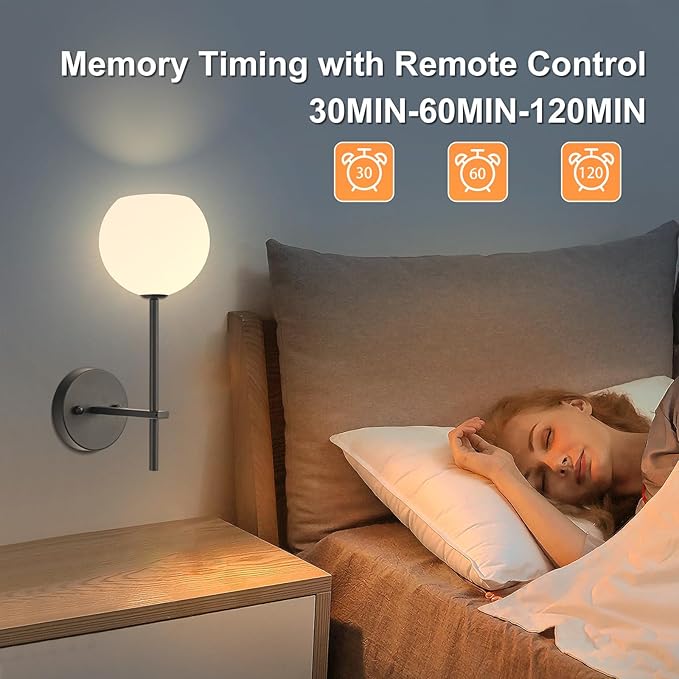 Black Battery Operated Wall Sconces Set of 2, Rechargeable Wireless Wall Lights