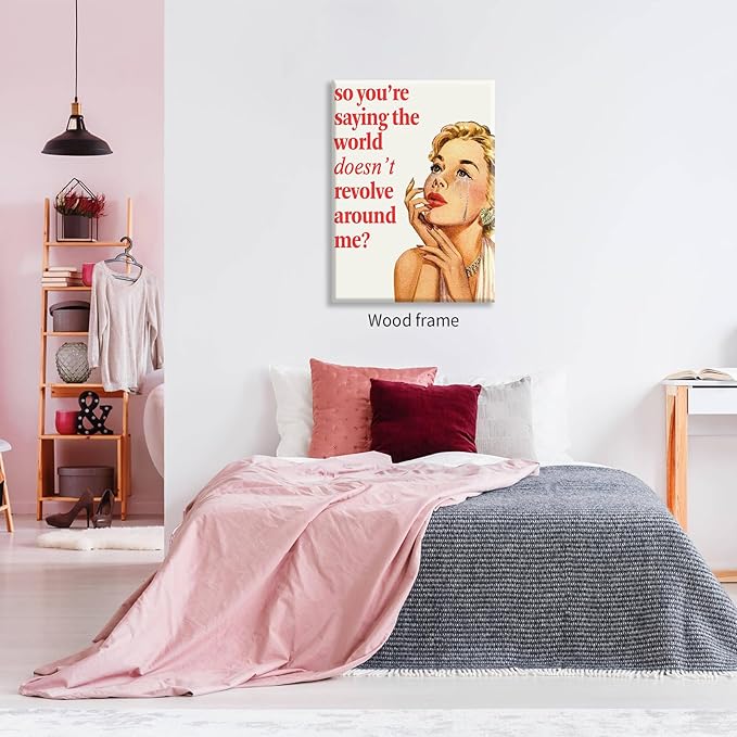 70s Pink Sexy Women Poster Funky Funny Quote Wall Art Retro Housewife Picture