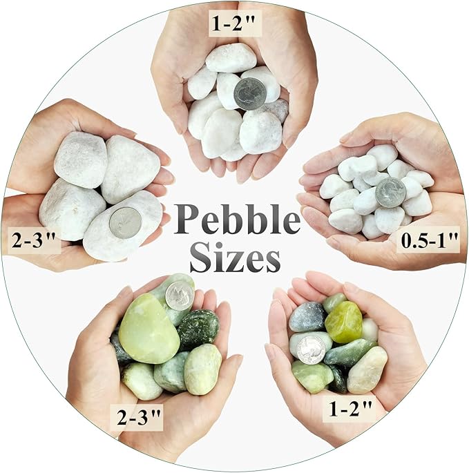 FANTIAN 20 lbs White Stones for Landscaping, 1-2 Inch Pebbles Decorative River Rocks for Plants Indoor, Vases, Aquariums Gravel, Crafting and Garden