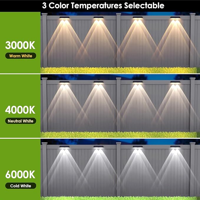 Solar Fence Lights Outdoor Waterproof LED