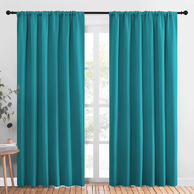 NICETOWN Living Room Curtains, Peacock Blue, 1 Pair, 70 x 84-inch, Home